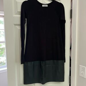 Bailey 44 Black Long Sleeve Dress with Leather Bottom